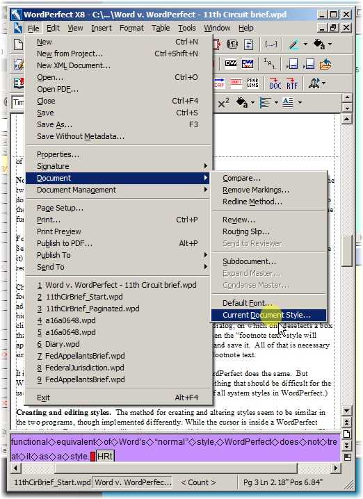 Display the Document Settings dialog